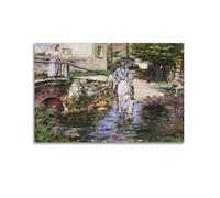 Theodore Robinson Painter's Artwork Robinson Pere Trogon And His at The Bridge Posters Art Print Wall Photo Paint Hanging Picture Family Bedroom Decor 16x24inch(40x60cm)