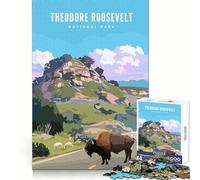 Theodore Roosevelt N Park Jigsaw Puzzle for Teenagers 1000 Pieces Smart Training Mindful Leisure Flawless Cut Thoughtful Gift (50x75cm)