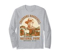Theodore Roosevelt National Park North Dakota Vintage Bison Long Sleeve T-Shirt