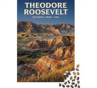 Theodore Roosevelt National Park Poster Jigsaw Puzzle 1000 Pieces, Lakeside Architecture Scene, Thick Cardboard Pieces for Puzzle Lovers, Relaxing Challenge, 52x38cm/1000pcs