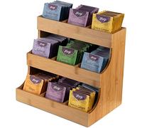 THEODORE Vertical Bamboo Tea Bag Organizer - Holds 180 Bags - Elegant Wooden Storage Box for Home, Office, Café - Caddy Also Holds Sugar Packets and Creamers