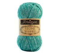 theofeel Stone Washed Colour 824 Turquoise, 50 g Soft Cotton Blend Yarn for Knitting and Crocheting