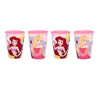 Theonoi 4 x Children's Drinking Cups 260 ml / Selectable: Minnie - Princess - Frozen - Paw Patrol Glass Plastic BPA - Gift for Girls (Princess)