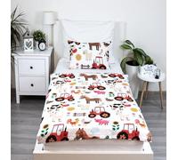 Theonoi Children's Bed Linen 100 x 135 cm Bed Linen Set Cotton Oeko Tex, Skin-Friendly, Breathable for Children, Toddlers, Baby - Farm Animals Tractor