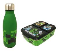 Theonoi Minecraft A Children's Lunch Box Sandwich Box with Dividers/Compartments and Water Bottle