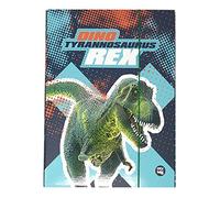 Theonoi Sturdy children's box, collection box, staple box, folder for school bag, dossier folder with elastic band and inner flaps, DIN A4 for boys (dinosaurs)