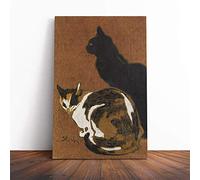Theophile Steinlen Two Cats Canvas Print | Gallery Wrapped 30mm Frame Wall Art | 30x20 inches | Ready to Hang | Modern Animal Picture | Living Room Bedroom Lounge Office