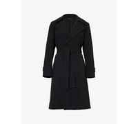 Theory Womens Black Oaklane Belted Regular-fit Crepe Coat M