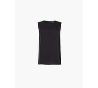 Theory Womens Black Sleeveless Round-neck Silk Top M