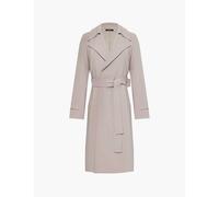Theory Womens Cinder Oaklane Tie-belt Regular-fit Crepe Coat L
