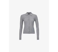 Theory Womens Nocturne Vy/white Slim-fit Cotton-blend Knitted Cardigan S