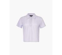 Theory Womens Soft Iris Short-sleeve Rib-knit Linen-blend Polo Shirt S