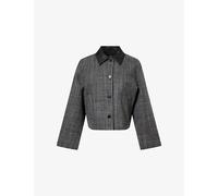 Theory Womens Theory Collared Boxy Wool-Blend Jacket Charcoal Multi S