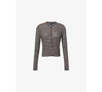 Theory Womens Theory Crop Rib-Knit Linen-Blend Cardigan Nocturne Blue Multi P