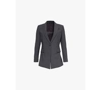 Theory Womens Theory Etiennette Single-Breasted Regular-Fit Stretch-Wool Blazer Charcoal Melange 8