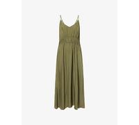 Theory Womens Theory Gathered V-Neck Woven Maxi Dress Forest Moss L
