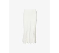 Theory Womens Theory Panelled-Rib Stretch-Knit Midi Skirt Ivory M