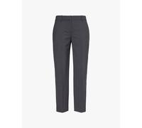 Theory Womens Theory Pressed-Crease Tapered-Leg High-Rise Stretch-Wool Trousers Charcoal Melange 4