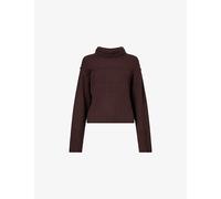 Theory Womens Theory Ribbed Crop Turtleneck Merino Wool Jumper Deep Plum S