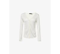 Theory Womens Theory Rolled-Edge Fine-Knit Cardigan Ivory S