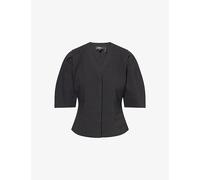 Theory Womens Theory Round-Sleeve Linen Top Black M