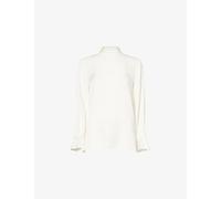 Theory Womens Theory Scarf-Tie High-Neck Silk Blouse Ivory S