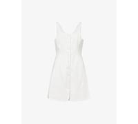Theory Womens Theory Scoop-Neck Button-Up Linen Mini Dress Ivory 8