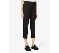 Theory Womens Theory Treeca Cropped Slim-Leg Mid-Rise Stretch-Wool Trousers Black 8