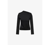 Theory Womens Theory Twisted Slash-Neck Cotton Top Black S