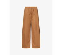 Theory Womens Theory Wide-Leg Parachute Cotton Trousers Bronze P