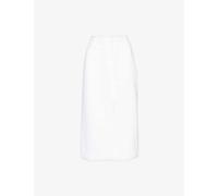 Theory Womens White Darted Regular-fit Linen Midi Skirt 8