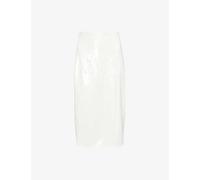 Theory Womens White Sequin-embellished Slim-fit Recycled-polyester Midi Skirt 10