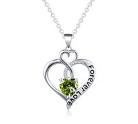 Theosynmir Heart Pendant Birthstone Necklace for Women, Heart Cut Cubic Zirconia, Forever Love Pendant, Personalized Birthstone Jewelry, Everyday Wear Birthday Anniversary Valentine's Day Gift