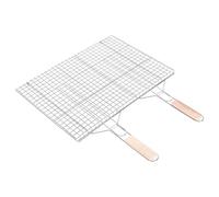 TheOwnas Large Stainless Steel BBQ Grill Basket. 48x56cm Foldable & Lockable Grill Rack with Dual Wooden Handles. Ideal for Grilling Meat, Fish, Vegetables. Family Size BBQ Accessories.