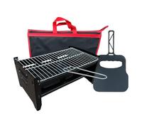 TheOwnas Portable Folding BBQ Grill - Compact Charcoal Barbecue for Camping, Garden & Picnic - Hand Held Fan & Carry Bag, Stainless Steel- Ideal for Outdoor Cooking & Travel.