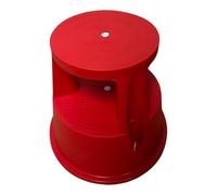 TheOwnas Round Kick Step Stool - Lightweight Rolling Step Stool with Retractable Casters - Non-Slip Base - Durable Plastic Holds 150KG - Portable Household, Office, Garage & Shop Stool. (Red)