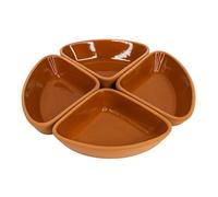 TheOwnas Terracotta Clover Serving Bowls - 190ml Rustic Tapas & Meze Presentation Bowls for Breakfast, Snacks & Appetisers. Glazed Clay Dishware. Triangle Shape Breakfast Serving Dish.