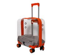 TheOwnas Transparent Pet Luggage | Rolling Pet Dog & Cat Travel Carrier Trolley Case with Telescopic Handle, 360° Wheels, Cushion & Cover | Hard-Sided, Airline Compliant & Breathable. (Red)