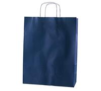 Thepaperbagstore 10 Blue Large Paper Bags With Handles - 32x12x41cm - Colourful Paper Gift Bags for Adults and Kids - for Shopping, Party, Retail, Birthdays and Weddings