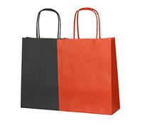 Thepaperbagstore 10 Halloween Party Bags with Handles - 18x22x8cm - Colourful Festive Gift Bags for Halloween Presents and Parties (5 Orange/5 Black)
