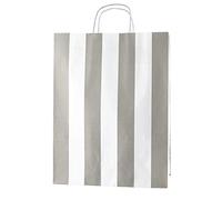 Thepaperbagstore 10 Light Grey & White Stripe Large Paper Bags With Handles - 32x12x41cm - Colourful Paper Gift for Adults and Kids - for Shopping, Party, Birthdays and Weddings