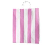 Thepaperbagstore 10 Light Pink & White Large Paper Bags with Handles - 32x12x41cm - Colourful Paper Gift for Adults and Kids - For Shopping, Party, Retail, Birthdays and Weddings