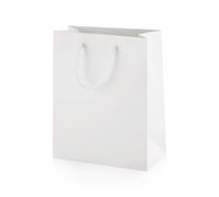 Thepaperbagstore 10× White Medium Matt Laminated Gift Bags 20 × 24 × 10 cm - 250 gsm Boutique Paper Bags with Rope Handles & Reinforced Base - Ideal for Gifts, Weddings, Retail & Corporate Use