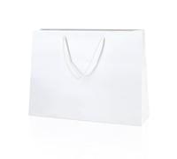 Thepaperbagstore 10× White Medium Wide Gloss Laminated Gift Bags 35 × 24 × 10 cm - 250 gsm Boutique Paper Bags with Rope Handles & Reinforced Base - Ideal for Gifts, Weddings, Retail & Corporate Use