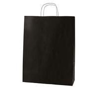 Thepaperbagstore 100 Black Large Paper Bags With Handles - 32x12x41cm - Colourful Paper Gift Bags for Adults and Kids - for Shopping, Party, Retail, Birthdays and Weddings