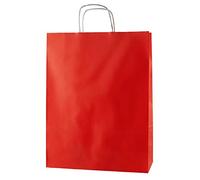 Thepaperbagstore 100 Red Large Paper Bags With Handles - 32x12x41cm - Colourful Paper Gift Bags for Adults and Kids - for Shopping, Party, Retail, Birthdays and Weddings