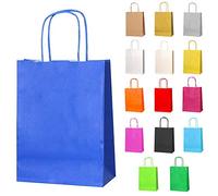 Thepaperbagstore 15 Blue Small Paper Party Bags With Handles - 18x22x8cm - Colourful Paper Gift Bags for Kids and Adults Parties, Birthdays, Weddings, Baby Showers, Hen Parties and Sweets