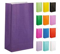 Thepaperbagstore 15 Deep Purple Paper Party Bags - 14x24.5x7cm - Colourful Paper Gift Bags for Kids and Adults Parties, Birthdays, Weddings, Baby Showers, Hen Parties and Sweets