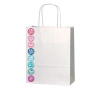Thepaperbagstore 15 White Small Twist Handle Paper Bags + 15 Thank You Stickers, Kids Party, Gift, Craft and Sweet Bags - 180x220x80mm