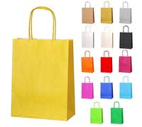 Thepaperbagstore 15 Yellow Small Paper Party Bags With Handles - 18x22x8cm - Colourful Paper Gift Bags for Kids and Adults Parties, Birthdays, Weddings, Baby Showers, Hen Parties and Sweets